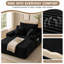 Fauteuil lounge extra-large en velours côtelé de 170 cm de long, fauteuil d'appoint moderne et profond avec 3 coussins, 2 porte-gobelets et une poche de rangement latérale, aucun assemblage requis, noir