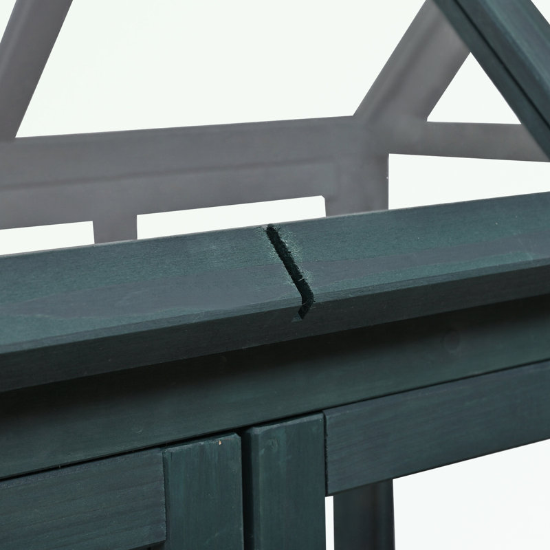 Potting Bench with Movable Wheels, Openable Roof and Storage Box, Green