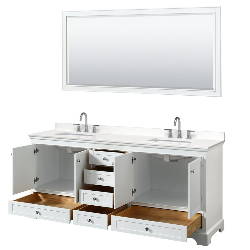 Deborah 80'' Double Bathroom Vanity with Quartz Top, Dark Espresso, WDX13592, Polished Chrome