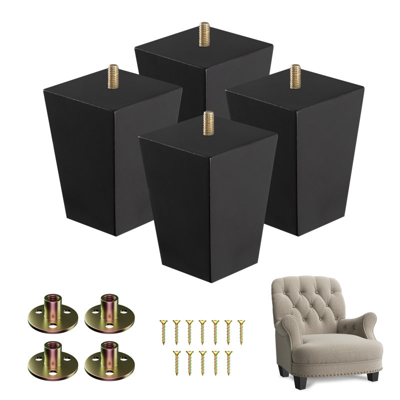 Pieds de meubles en bois Achan Square capacité de 800 lb, Noir, H 4 po x l 3 po x P 3 po