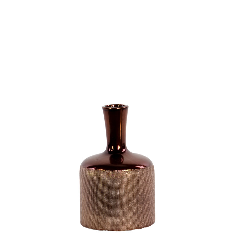 Persia Ceramic Table Vase, 9" H x 5.75" W x 5.75" D, Copper