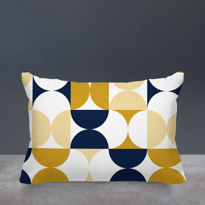 Griffin Geometric Minimalist Indoor/Outdoor Throw Pillow, Mauve/Navy Blue