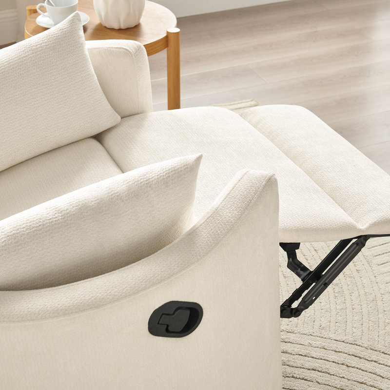 Chenille Swivel Recliner Chair, Beige
