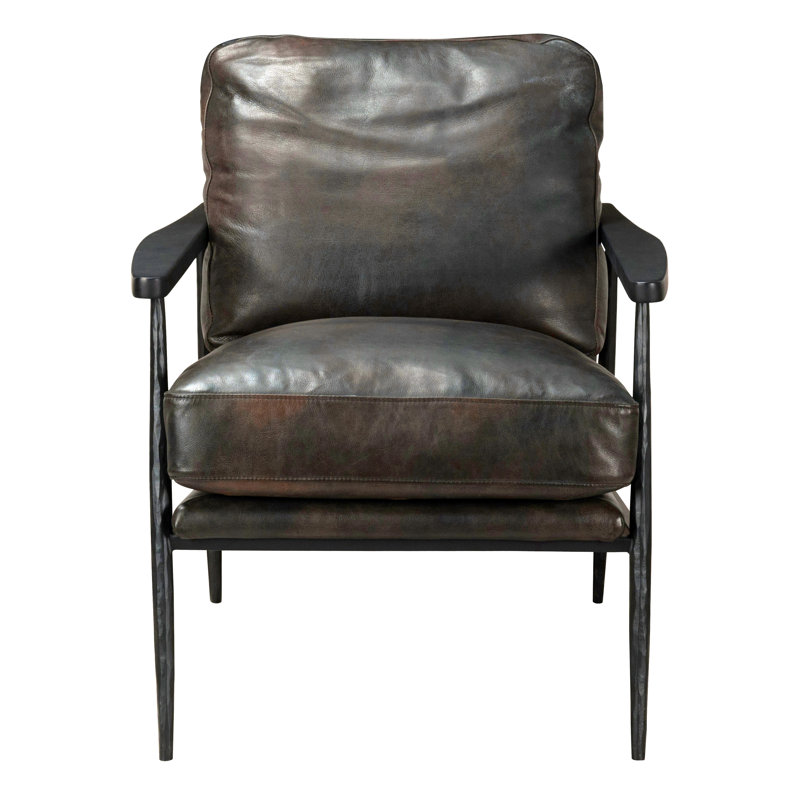 Arnold Leather Club Chair, Black/Black