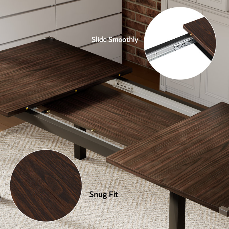  7-piece Dining Table Set With 6 Chairs, 63" Extendable Kitchen Table & Chairs Set For 4-6, Dining Room Table With Metal Frame & Mdf Board, Perfect For Small Apartment Saving Space,easy Clean