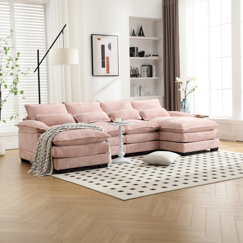 Chenille confortable avec rembourrage en éponge résilient et support de canapé moderne à structure solide