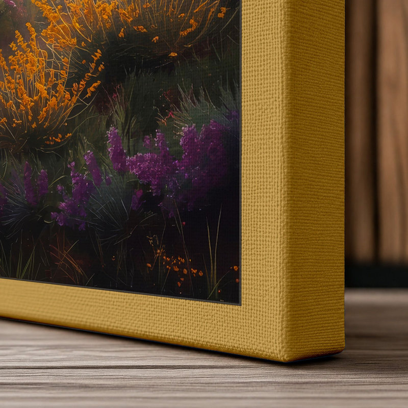 Mountains at Sunrise Scandinavian - Wrapped Canvas, 36x24 - 91.4 x 61.0 cm, Ochre Border