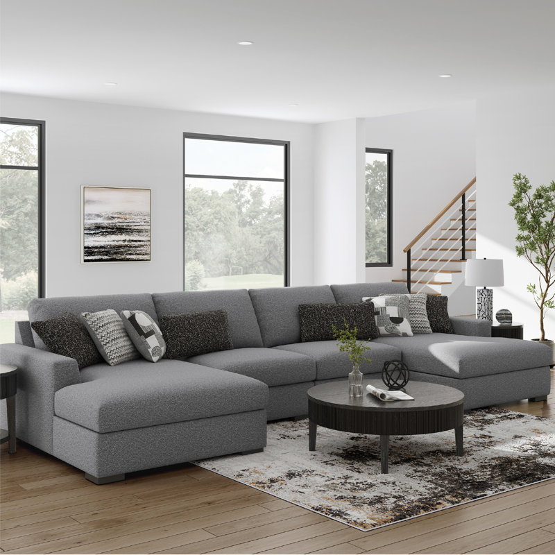 Canapé modulaire 4 pièces avec méridienne double Bealton
