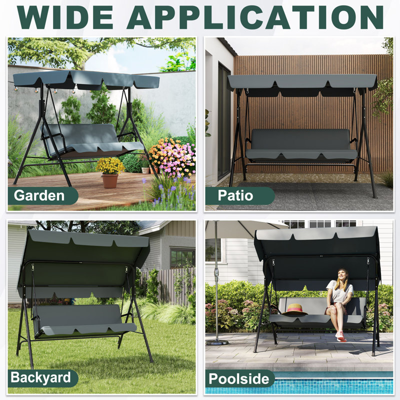 Porch Swing with Canopy, Anthracite, 193