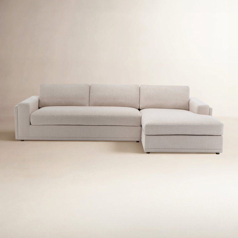 Essex 2-Piece 118" Upholstered Sectional, Mélange de coton beige, Orienté à droite