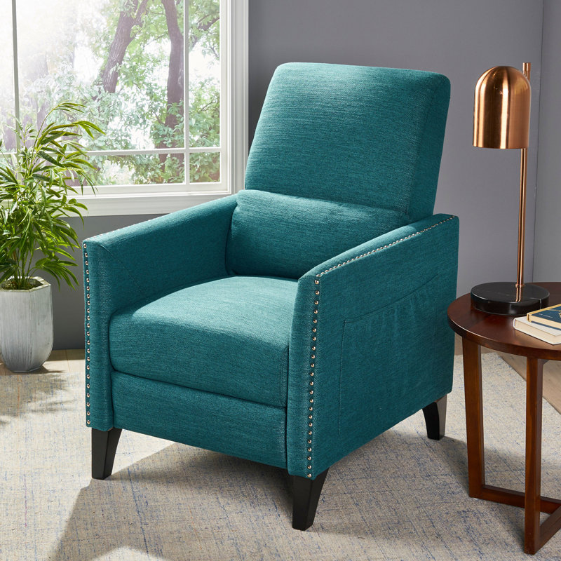 Aresha Upholstered Recliner, Teal