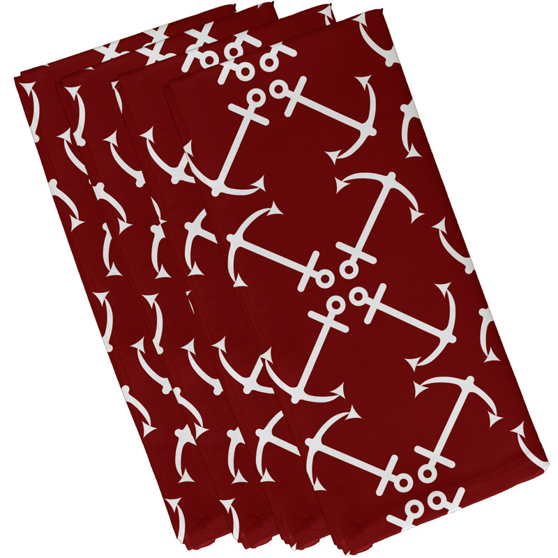 Ensemble de 4 serviettes de table à imprimé haut à imprimé Hancock Anchor, Rouge