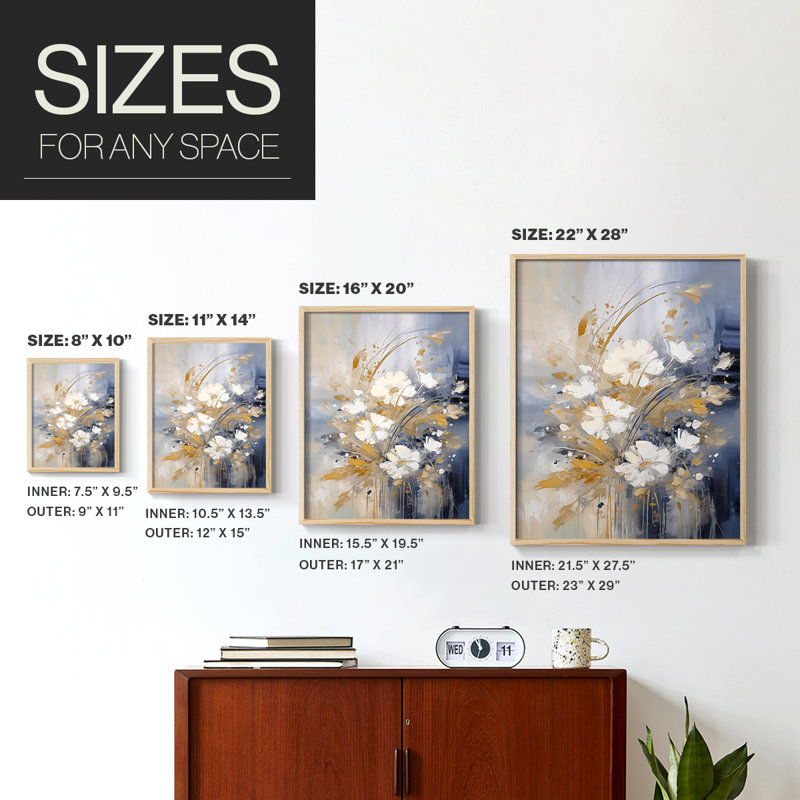 Reproduction encadrée FLORAL Series CECXVI - bois massif, H 11 po x l 9 po
