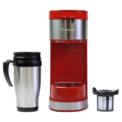 Kenmore Single Serve Coffee Maker & Stainless Steel Travel Mug, Capsule/Pod & Ground Coffee Brewing, K Cup Compatible, Hot & Iced Coffee Machine, 6 to 14 Oz Brew Sizes