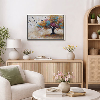 Œuvres d'oiseaux colorés d'automne, décorations murales, art moderne, impression sur toile encadrée