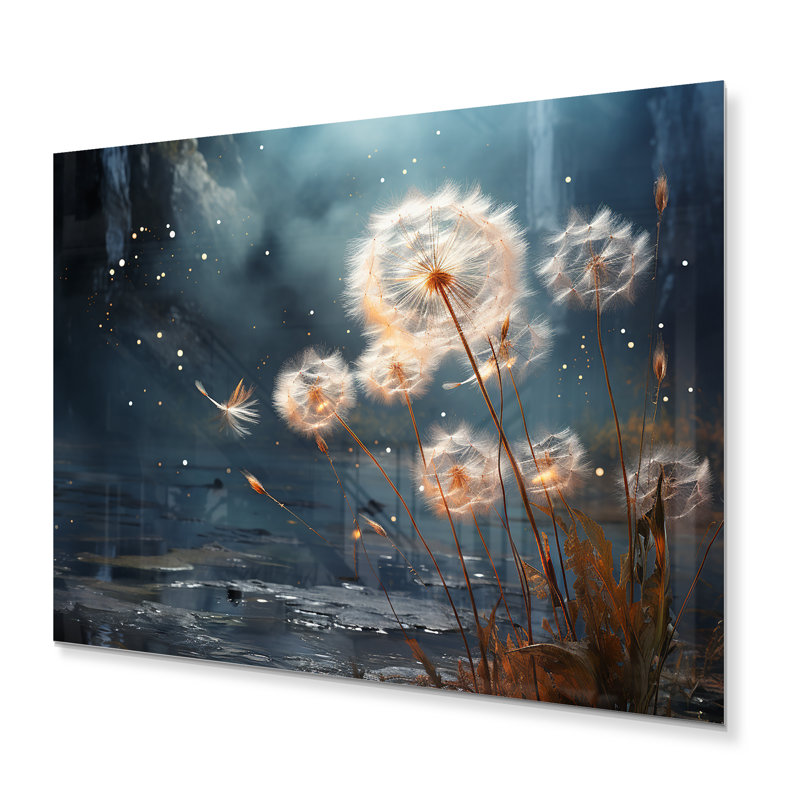 Dandelion Dreams Flight - Art mural en métal floral, salon, H 12 po x l 20 po x P 1 po