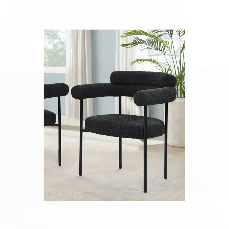Dining Chair with Armrest, Black, Black