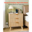 Tables de chevet cannelées avec station de recharge, ensemble de 2, commode à 3 tiroirs pour chambre, table d'appoint de style milieu du siècle, meuble de chevet, commode, salon, kaki
