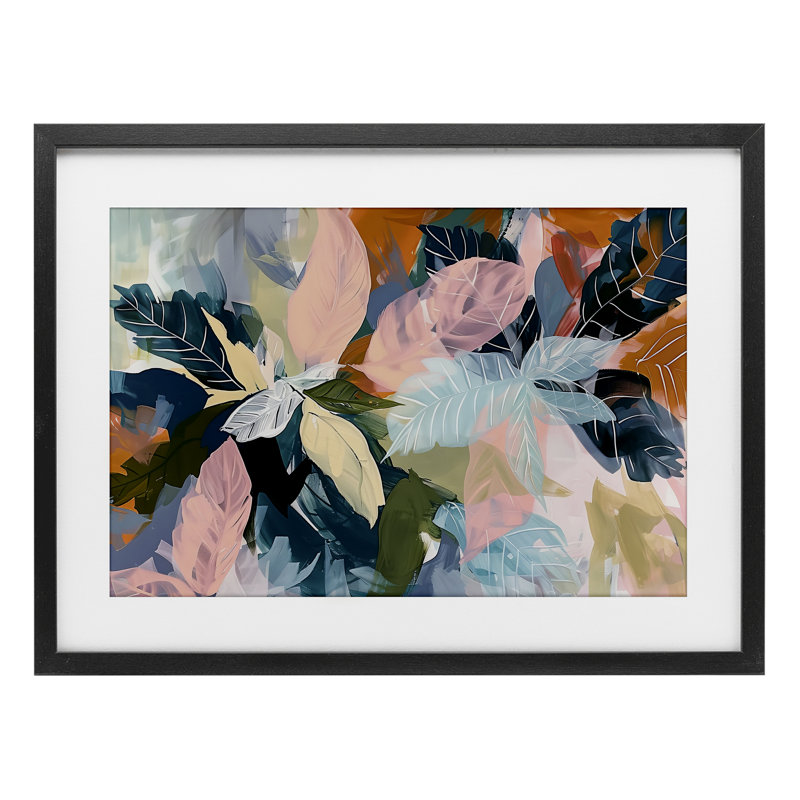 «Bright Tropical Oasis Leaves», reproduction encadrée sous verre, design par Elara Yasna, H 14 po x l 20 po