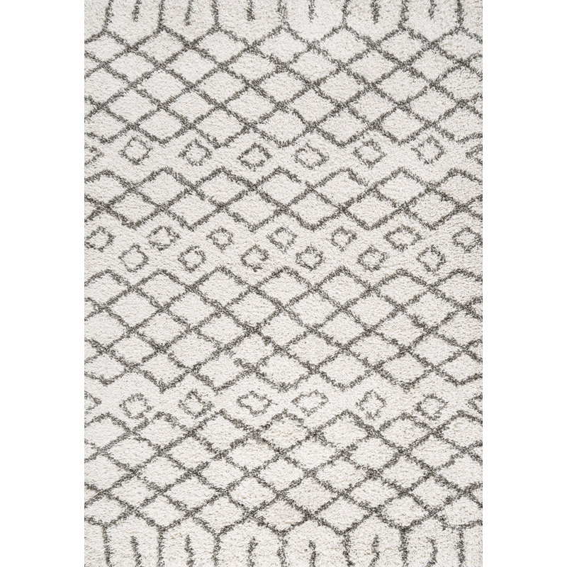 Tapis beige / gris foncé à poils longs Algaida, Rectangulaire 3 pi x 5 pi