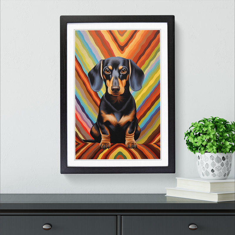 Dachshund Op No.2 Framed Print, 64cm H x 46cm W, Black Framed