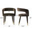 Chaises de salle à manger rembourrées en velours, fauteuils à dossier demi-tonneau moderne avec pieds en métal recouverts de tissu et embouts dorés-264570824