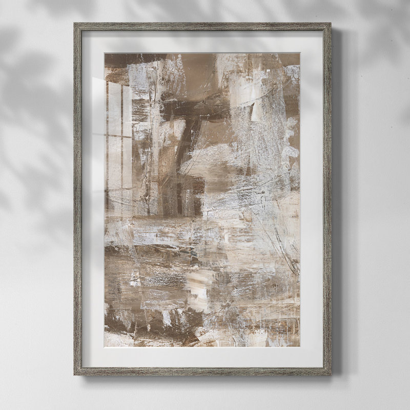 Reproduction encadrée neutre imprimé Andaman II, Papier encadré argent vieilli, Blanc