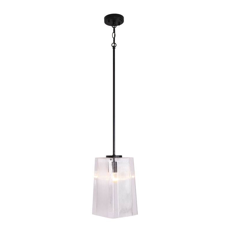 Luminaire suspendu géométrique à 1 lumière Donanen, Noir mat