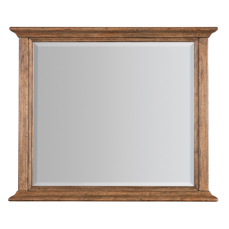 Vintage Natural Rectangular Wood Bathroom Mirror