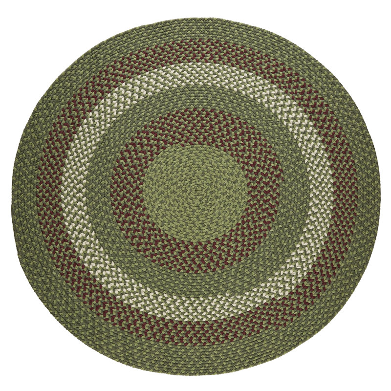 Tapis d'intérieur / extérieur vert tressé à la main Charlise, Rond 10 pi