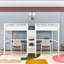 Lit mezzanine simple double avec poste de travail et tablettes de rangement-735148346