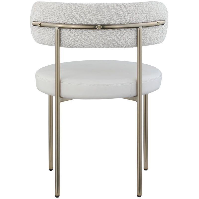 Beacon Contemporary Cream Faux Leather Dining Chair with Brass Legs