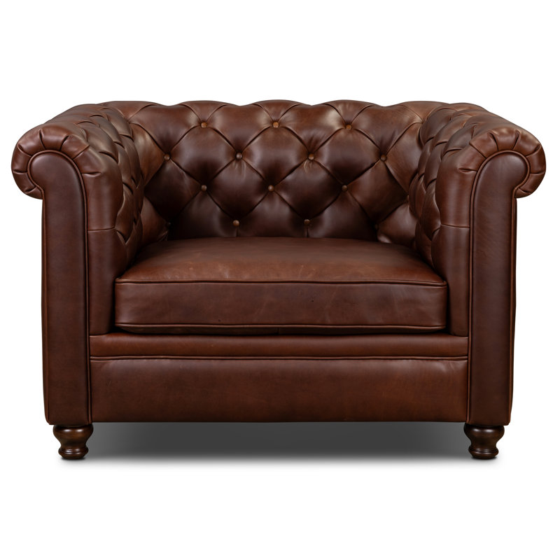 Lyon Genuine Leather Lounge Chair, Oscuro Brown