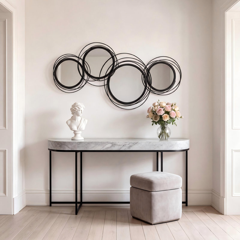 107cm Irregular Wall Mirror Metal Asymmetrical Mirror for Hallway Living Room Bedroom Dining Room, Black