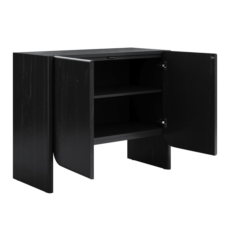 Armoire de rangement arquée pour hall d'entrée, H 32 po x l 38 po x P 17 po, 1, Noir