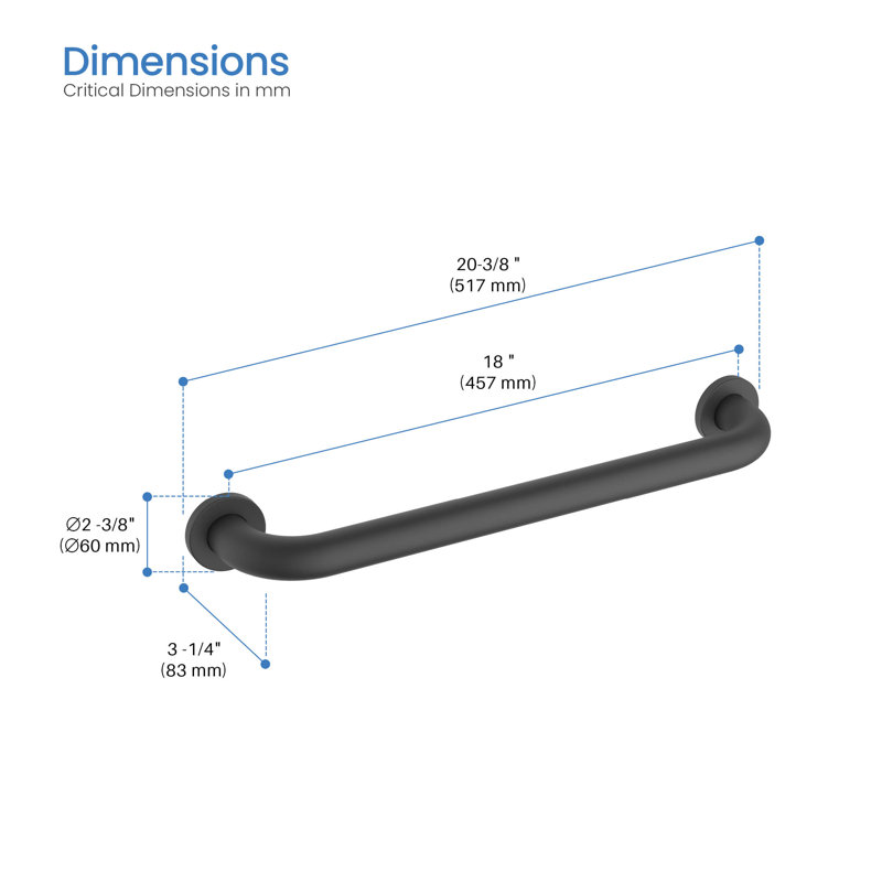 20.38'' Bath Safety Grab Bar, Black