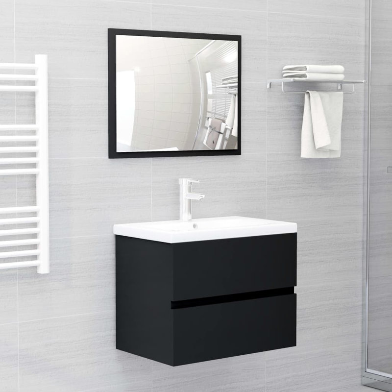 Adje Wall Bathroom Cabinet, Black