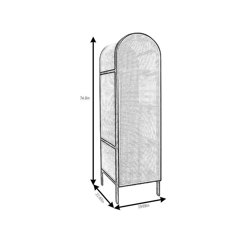 Armoire moderne en rotin, Naturel, H 74,8 po x l 19,69 po x P 22,83 po