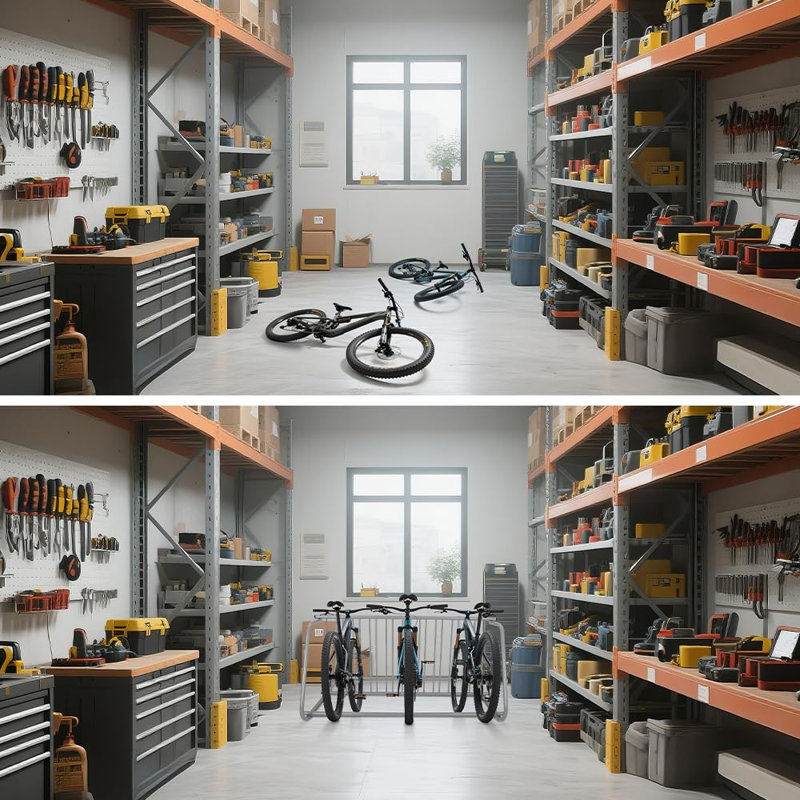 Support commercial pour 10 vélos en grille commerciale, support de plancher en acier robuste, support extérieur pour le garage, l'école et la vente au détail, noir, double face
