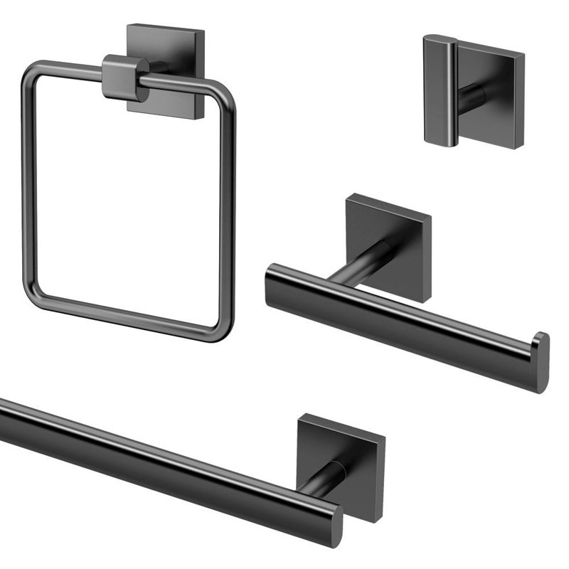 Elevate 4 - Piece Bathroom Hardware Set, Matte Black