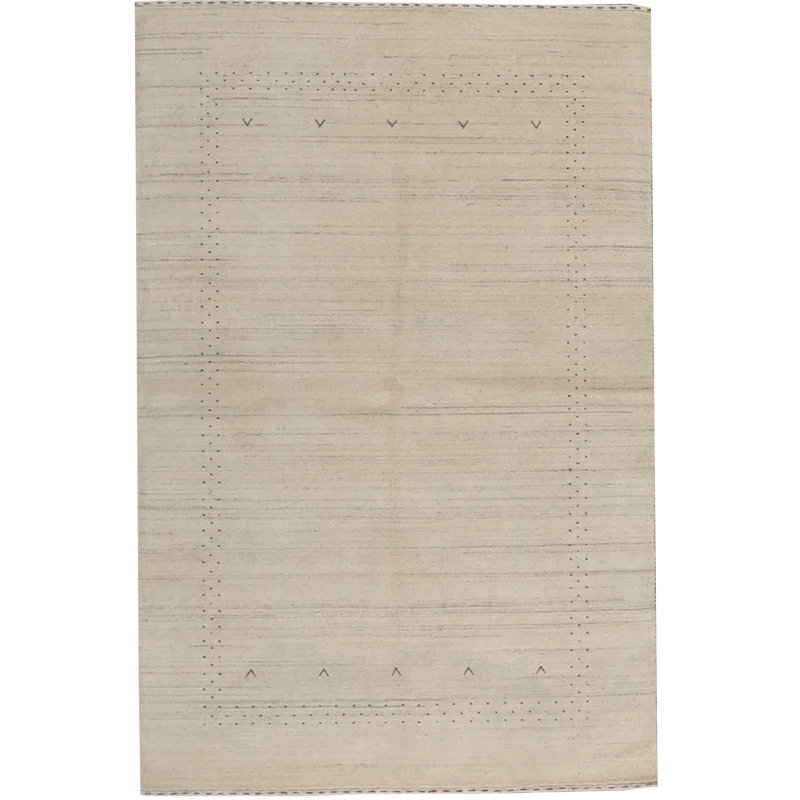 Tapis ivoire / blanc de haute qualité noué à la main, Rectangulaire 5 pi x 9 pi
