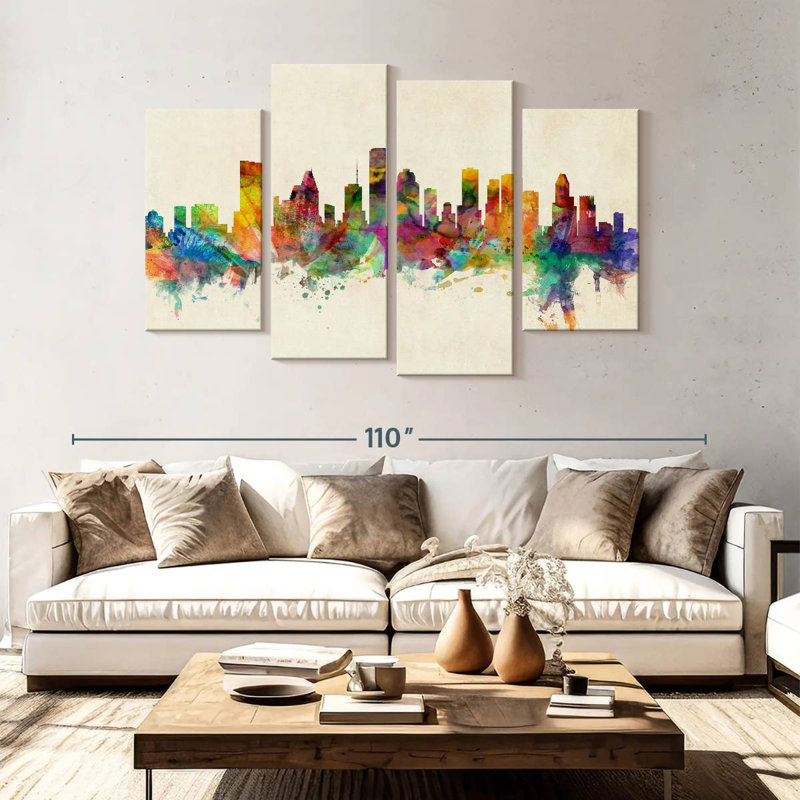 Skyline de Sirci Houston au Texas III, H 54 po x l 84 po