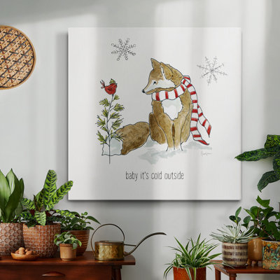 Toile tendue simple «Simple Winter Pleasures Fox» - prête à être accrochée