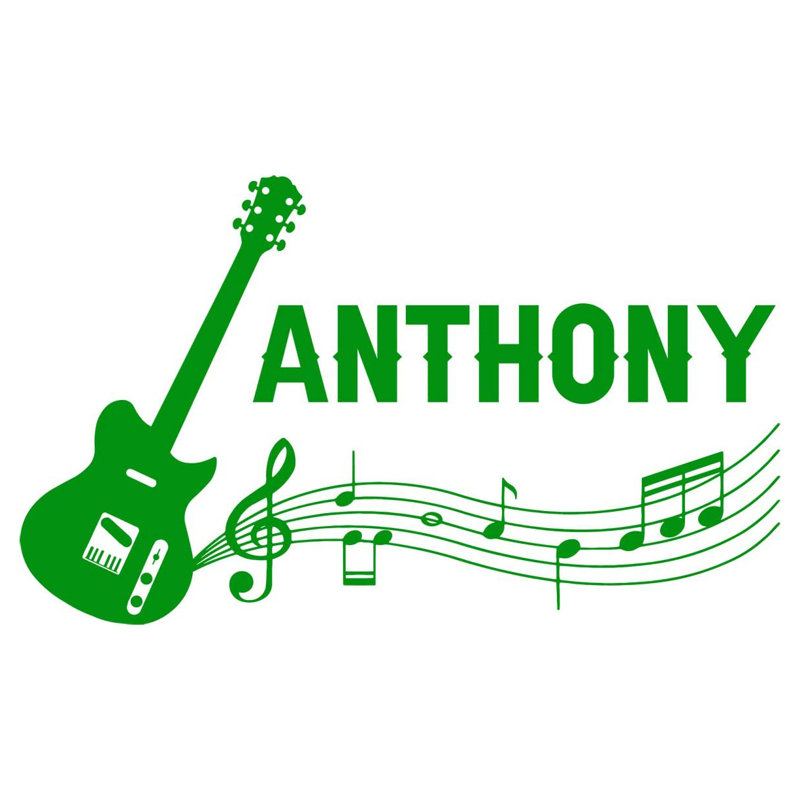 Adhésif décoratif guitare personnalisée, H 13 po x l 22 po, Vert