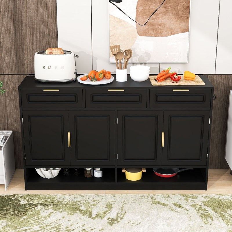 Armoire de rangement élégante avec amplement d'espace de rangement et tablettes réglables, Noir