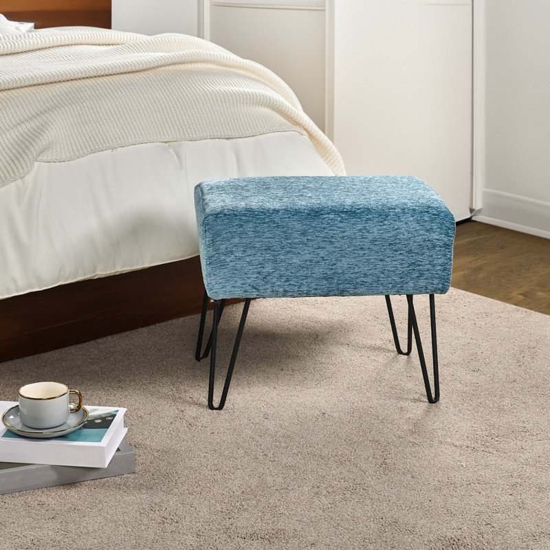 Repose-pieds rectangulaire 19 po Shipham, Turquoise