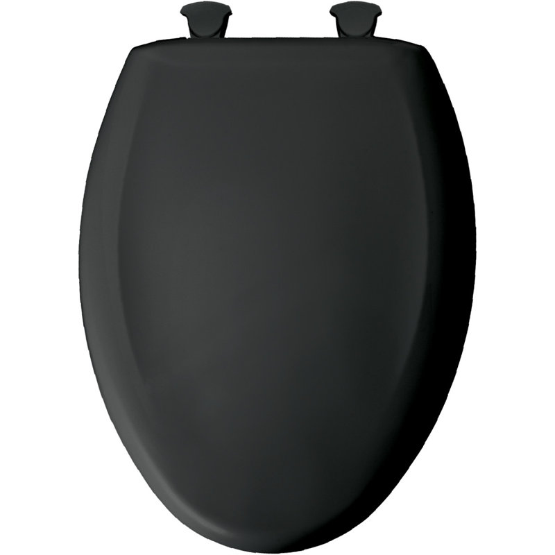 Siège de toilette allongé en plastique Lift-Off, Noir lustré