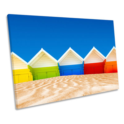 Seaside Beach Huts Modern - Wrapped Canvas Print