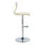 Tabouret de bar réglable avec pivot en métal chromé, bois naturel et similicuir crème avec repose-pieds arrondi en T - ensemble de 2