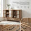 Élégante armoire d'appoint en bois naturel avec quatre portes et trois tiroirs avec tablettes réglables pour des solutions de rangement polyvalentes dans les salons, les cuisines et les salles à manger